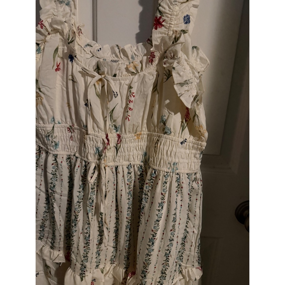 Perch by Blu Pepper Floral Smocked Waist Tiered Maxi Dress White 2X Cottagecore - Picture 7 of 11